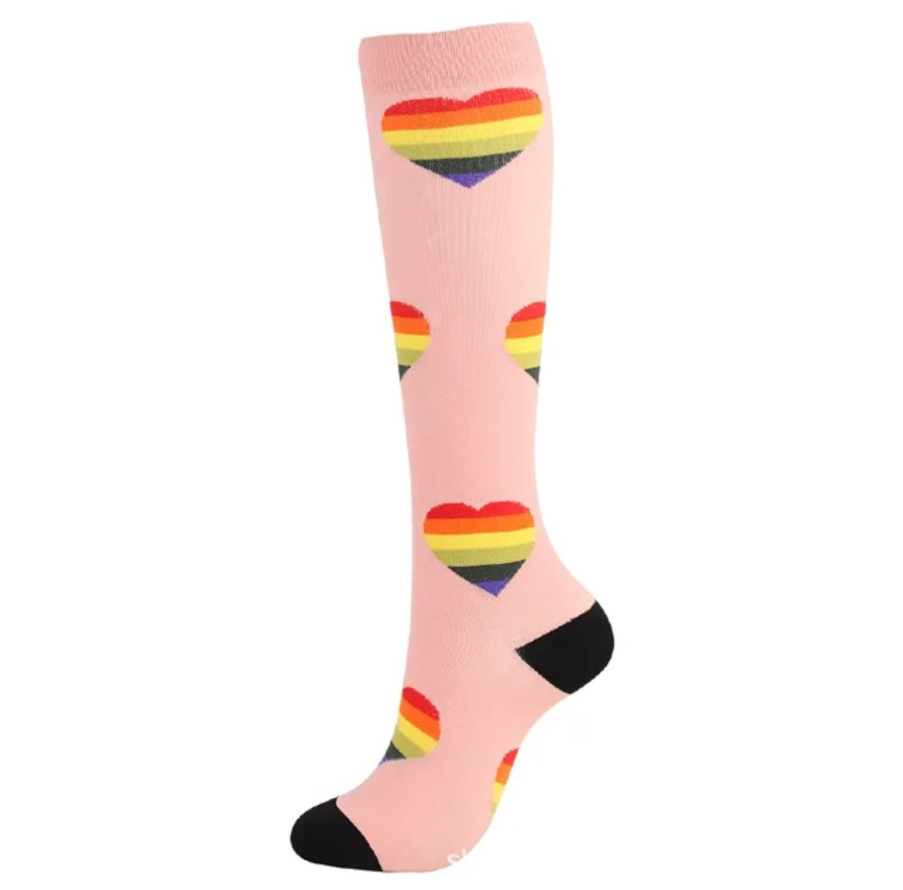 Pink Rainbow Love Compression Socks