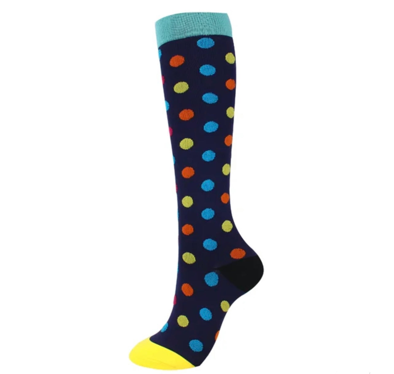 Navy Colorful Dots Compression Socks