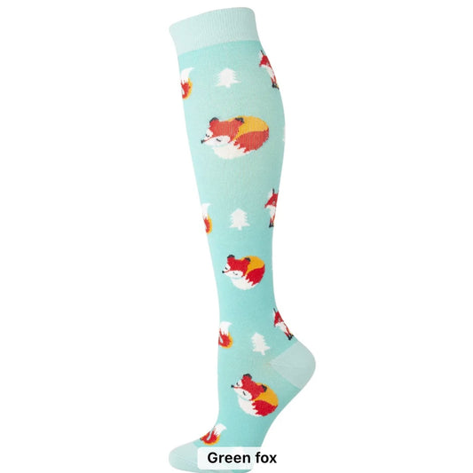 Mint Green Fox Compression Socks