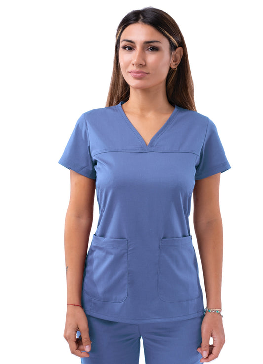 Adar Pro V-Neck Top Ceil Blue