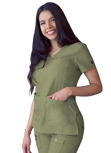 Adar Pro V-Neck Top Heather Olive